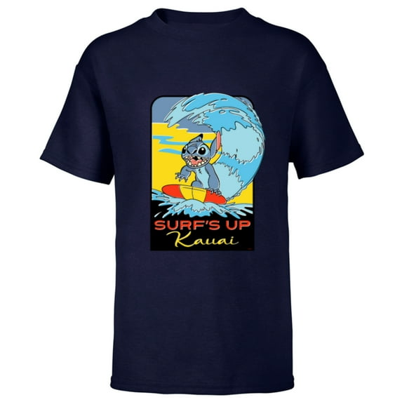 Disney Lilo & Stitch Surf’s Up Kauai - Short Sleeve T-Shirt for Kids - Customized-Navy