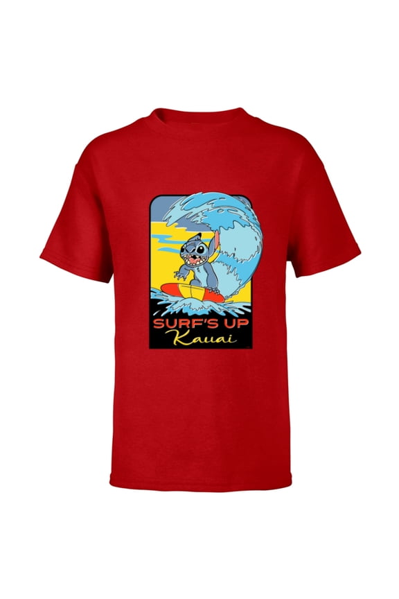 Lilo & Stitch Surf’s Up Kauai - Short Sleeve T-Shirt for Kids - Customized-Red
