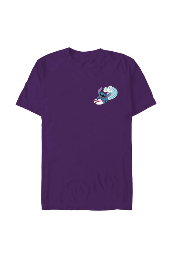 Lilo & Stitch Surfin’ Stitch - Short Sleeve Blended T-Shirt for Adults - Customized-Purple