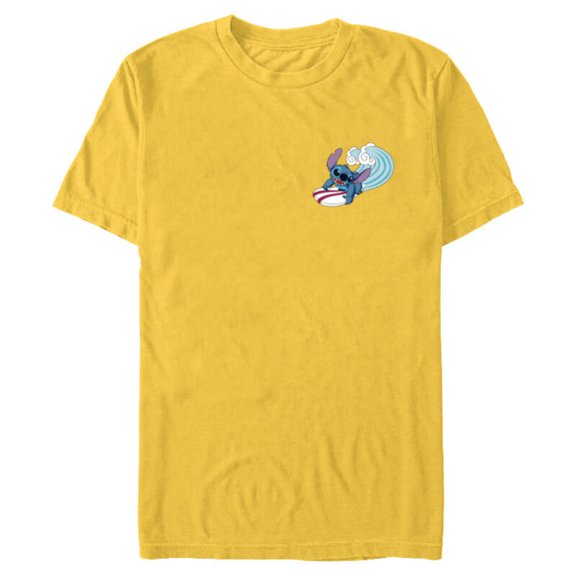 Disney Lilo & Stitch Surfin’ Stitch - Short Sleeve Blended T-Shirt for Adults - Customized-Yellow