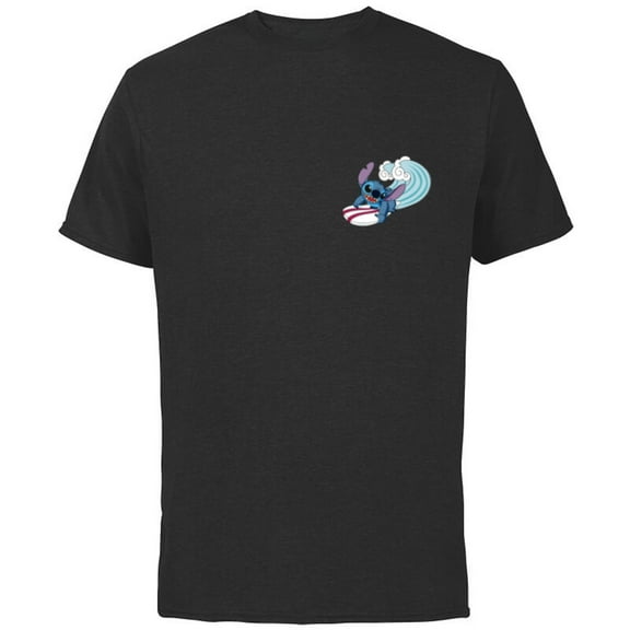 Disney Lilo & Stitch Surfin’ Stitch - Short Sleeve Cotton T-Shirt for Adults - Customized-Black