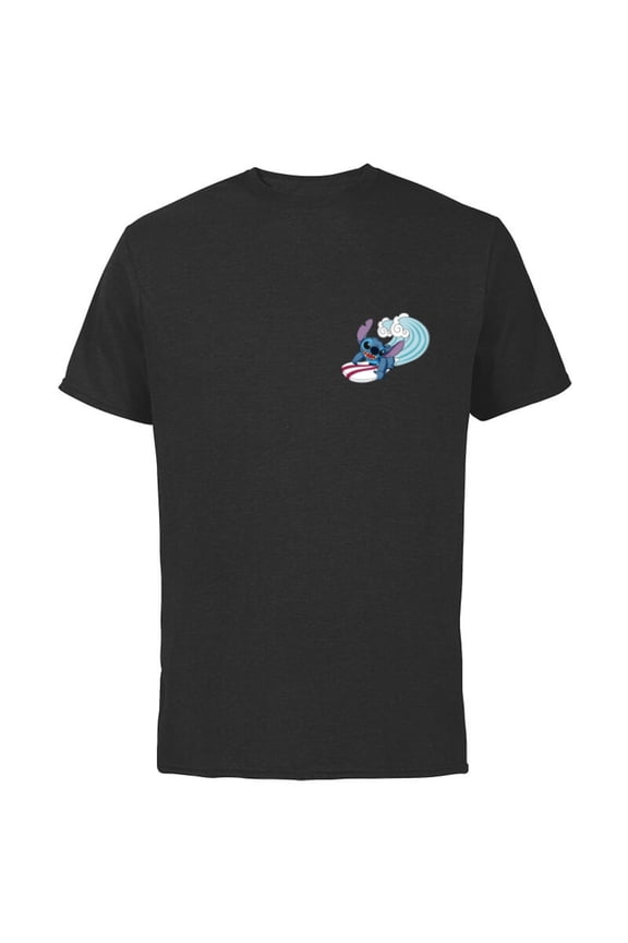 Lilo & Stitch Surfin’ Stitch - Short Sleeve Cotton T-Shirt for Adults - Customized-Black