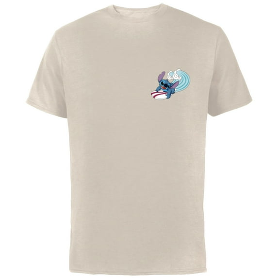 Disney Lilo & Stitch Surfin’ Stitch - Short Sleeve Cotton T-Shirt for Adults - Customized-Natural