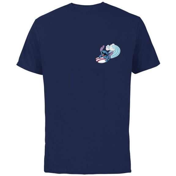Disney Lilo & Stitch Surfin’ Stitch - Short Sleeve Cotton T-Shirt for Adults - Customized-Navy