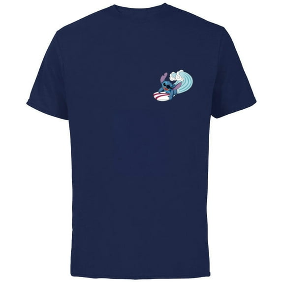 Disney Lilo & Stitch Surfin’ Stitch - Short Sleeve Cotton T-Shirt for Adults - Customized-Navy