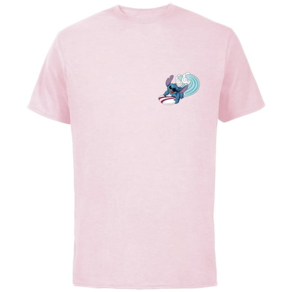 Disney Lilo & Stitch Surfin’ Stitch - Short Sleeve Cotton T-Shirt for Adults - Customized-Soft Pink