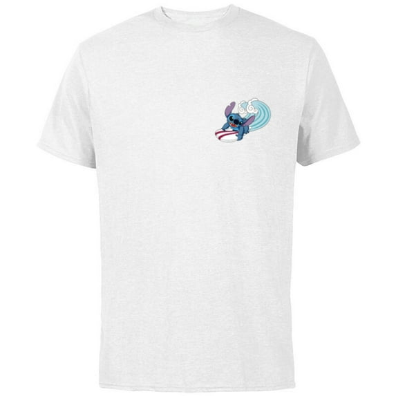 Disney Lilo & Stitch Surfin’ Stitch - Short Sleeve Cotton T-Shirt for Adults - Customized-White