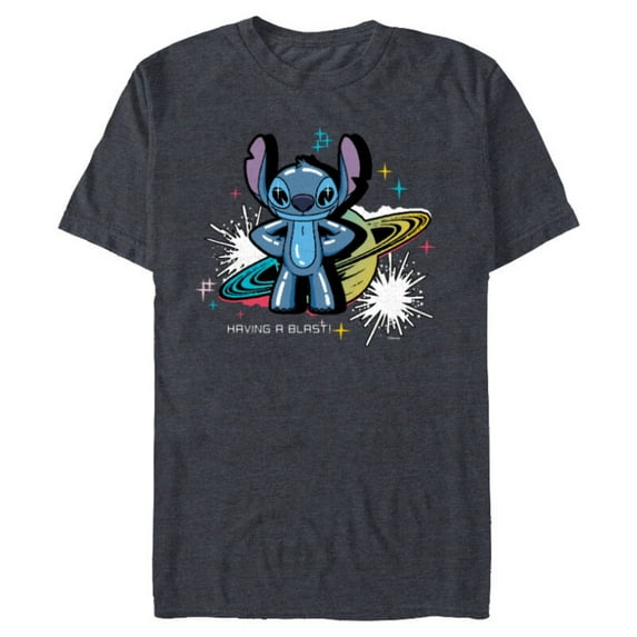 Disney Lilo & Stitch Techno Interplanetary Stitch - Short Sleeve Blended T-Shirt for Adults - Customized-Navy Heather