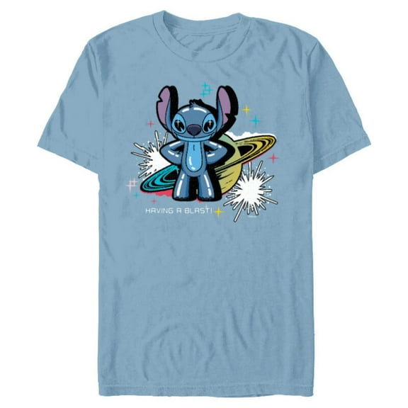 Disney Lilo & Stitch Techno Interplanetary Stitch - Short Sleeve Blended T-Shirt for Adults - Customized-Ocean Blue
