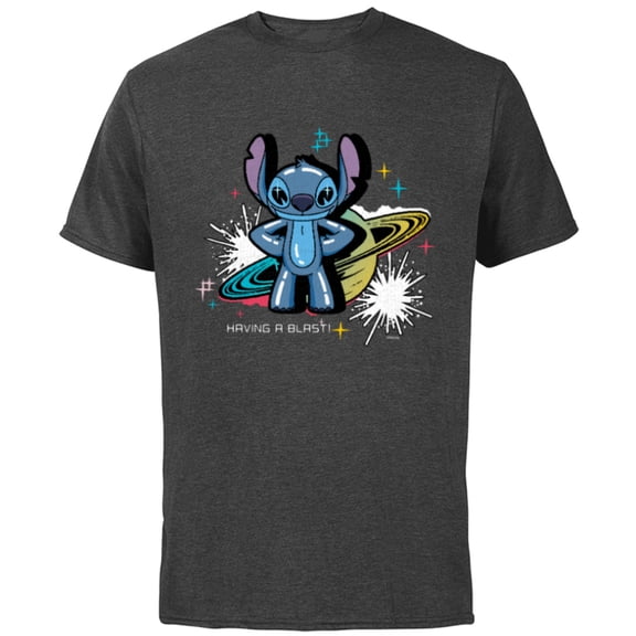 Disney Lilo & Stitch Techno Interplanetary Stitch - Short Sleeve Cotton T-Shirt for Adults - Customized-Charcoal