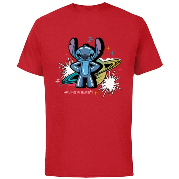 Disney Lilo & Stitch Techno Interplanetary Stitch - Short Sleeve Cotton T-Shirt for Adults - Customized-Red