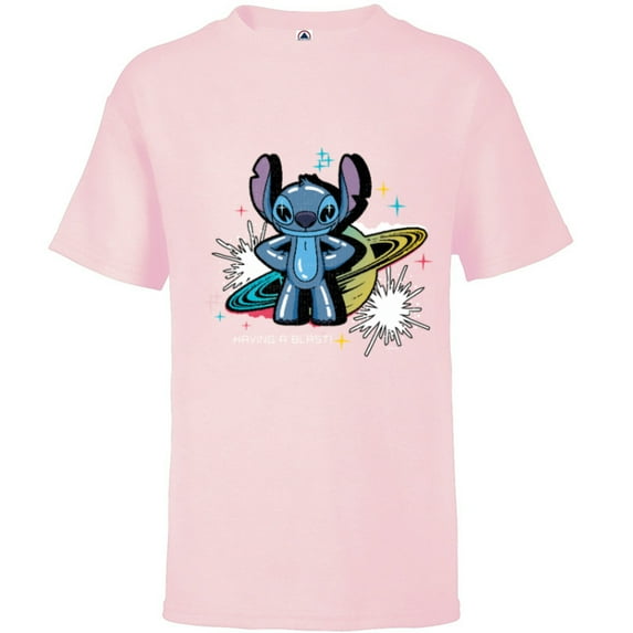 Disney Lilo & Stitch Techno Interplanetary Stitch - Short Sleeve T-Shirt for Kids - Customized-Soft Pink