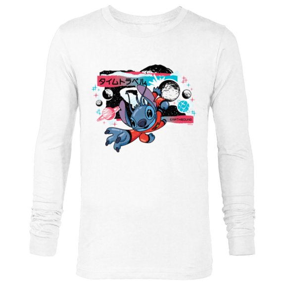 Disney Lilo & Stitch Techno Time Travel Earthbound - Long Sleeve T-Shirt for Men - Customized-White