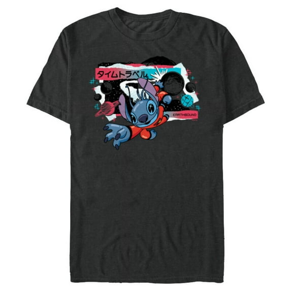 Disney Lilo & Stitch Techno Time Travel Earthbound - Short Sleeve Blended T-Shirt for Adults - Customized-Dark Heather