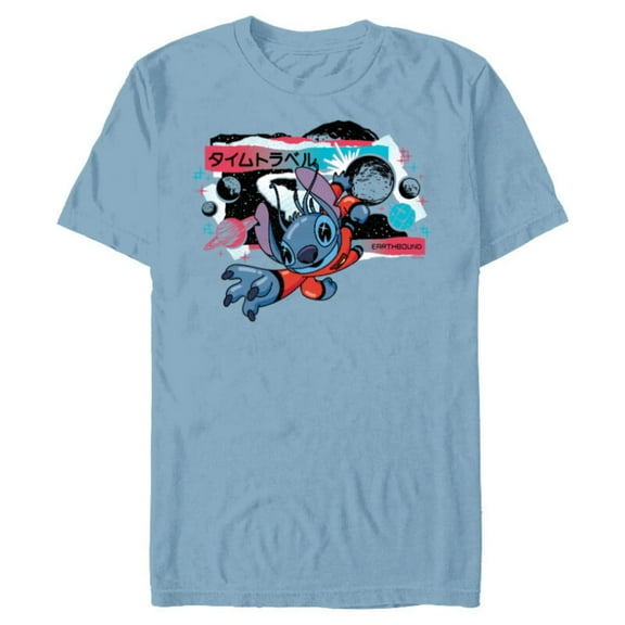 Disney Lilo & Stitch Techno Time Travel Earthbound - Short Sleeve Blended T-Shirt for Adults - Customized-Ocean Blue