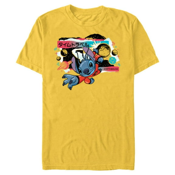 Disney Lilo & Stitch Techno Time Travel Earthbound - Short Sleeve Blended T-Shirt for Adults - Customized-Yellow
