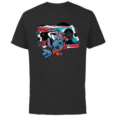 Disney Lilo & Stitch Techno Time Travel Earthbound - Short Sleeve Cotton T-Shirt for Adults - Customized-Black