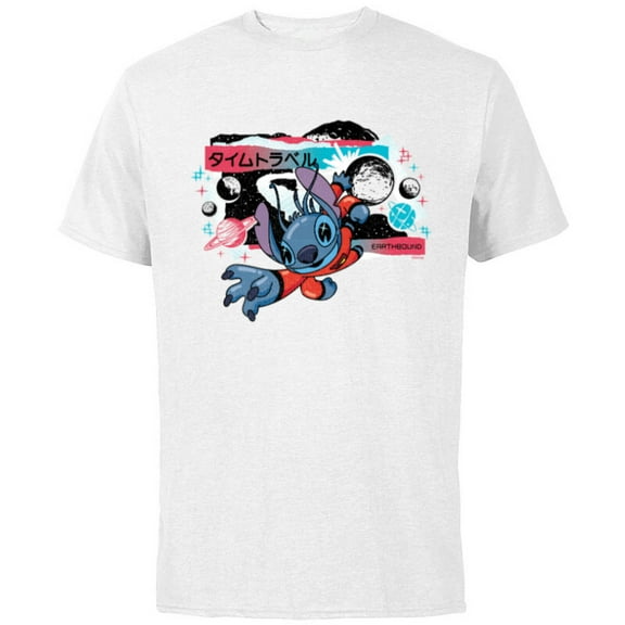 Disney Lilo & Stitch Techno Time Travel Earthbound - Short Sleeve Cotton T-Shirt for Adults - Customized-White