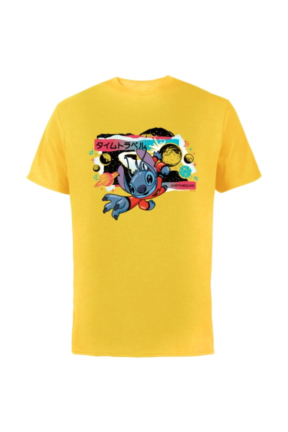 Lilo & Stitch Techno Time Travel Earthbound - Short Sleeve Cotton T-Shirt for Adults - Customized-Yellow