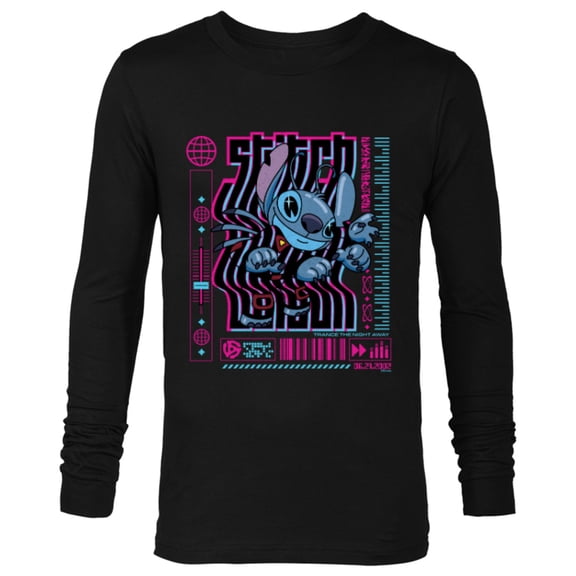 Disney Lilo & Stitch Techno Trance the Night Away 2002 - Long Sleeve T-Shirt for Men - Customized-Black