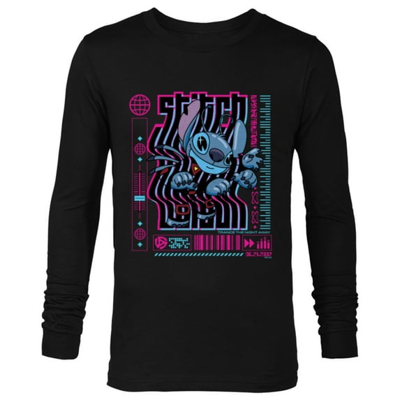 Disney Lilo & Stitch Techno Trance the Night Away 2002 - Long Sleeve T-Shirt for Men - Customized-Black