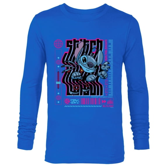 Disney Lilo & Stitch Techno Trance the Night Away 2002 - Long Sleeve T-Shirt for Men - Customized-Navy