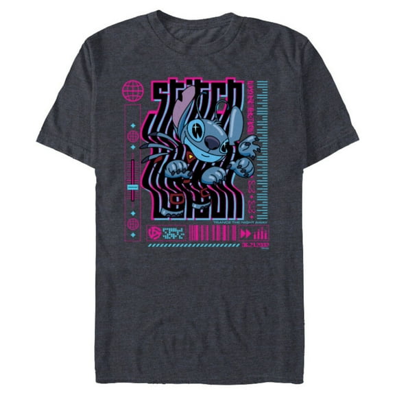 Disney Lilo & Stitch Techno Trance the Night Away 2002 - Short Sleeve Blended T-Shirt for Adults - Customized-Navy Heather