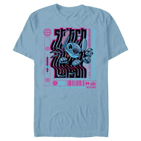 Disney Lilo & Stitch Techno Trance the Night Away 2002 - Short Sleeve Blended T-Shirt for Adults - Customized-Ocean Blue