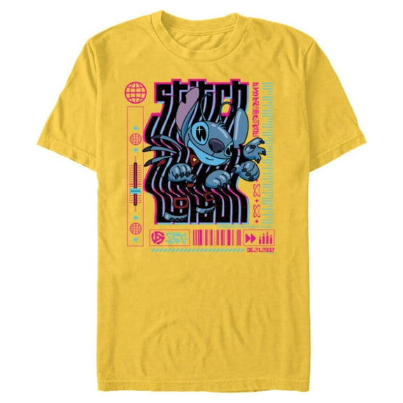 Disney Lilo & Stitch Techno Trance the Night Away 2002 - Short Sleeve Blended T-Shirt for Adults - Customized-Yellow