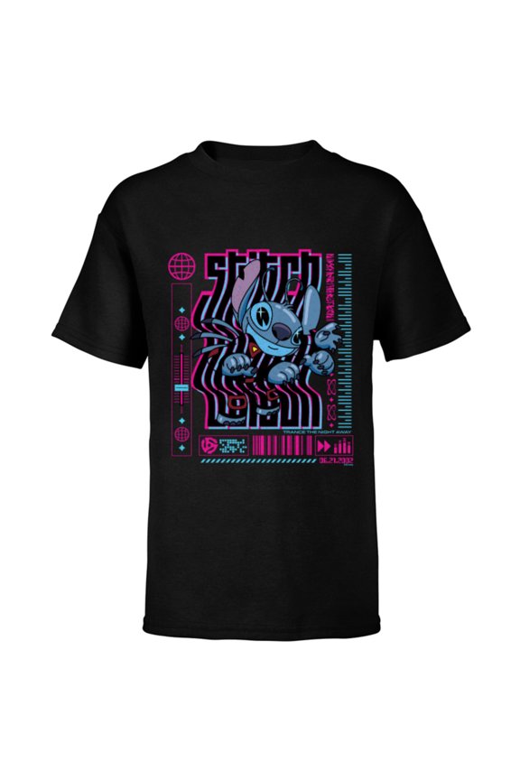 Lilo & Stitch Techno Trance the Night Away 2002 - Short Sleeve T-Shirt for Kids - Customized-Black