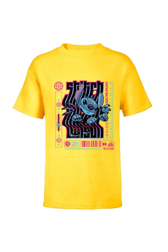 Lilo & Stitch Techno Trance the Night Away 2002 - Short Sleeve T-Shirt for Kids - Customized-Yellow