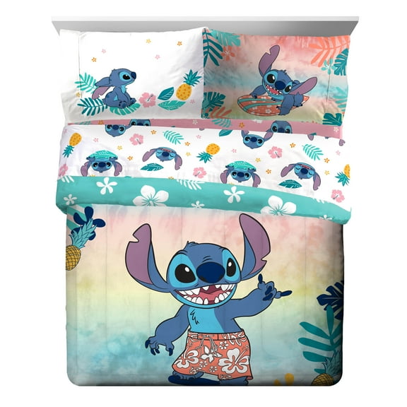 Disney Lilo & Stitch Tie-Dye 7 Piece Full Bed Set w/ Sham, 100% Microfiber