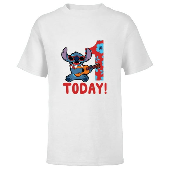 Disney Lilo & Stitch Tropical Birthday 1 Year Old Today - Short Sleeve T-Shirt for Kids - Customized-White