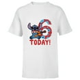 thumbnail image 1 of Disney Lilo & Stitch Tropical Birthday 6 Years Old Today - Short Sleeve T-Shirt for Kids - Customized-White, 1 of 5