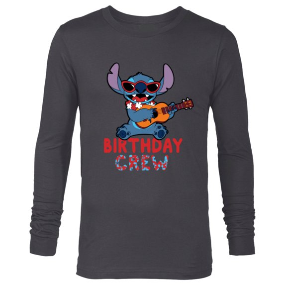 Disney Lilo & Stitch Tropical Birthday Crew Party Matching - Long Sleeve T-Shirt for Men - Customized-Charcoal Heather