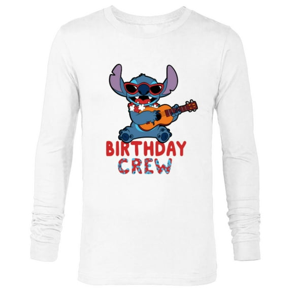 Disney Lilo & Stitch Tropical Birthday Crew Party Matching - Long Sleeve T-Shirt for Men - Customized-White