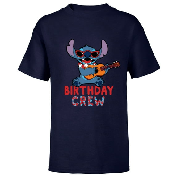 Disney Lilo & Stitch Tropical Birthday Crew Party Matching - Short Sleeve T-Shirt for Kids - Customized-Navy