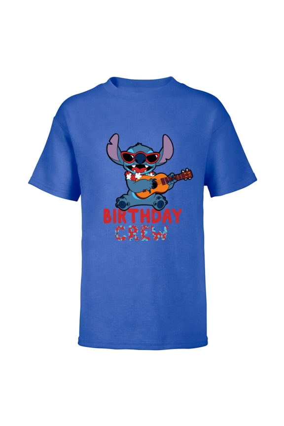 Lilo & Stitch Tropical Birthday Crew Party Matching - Short Sleeve T-Shirt for Kids - Customized-Royal