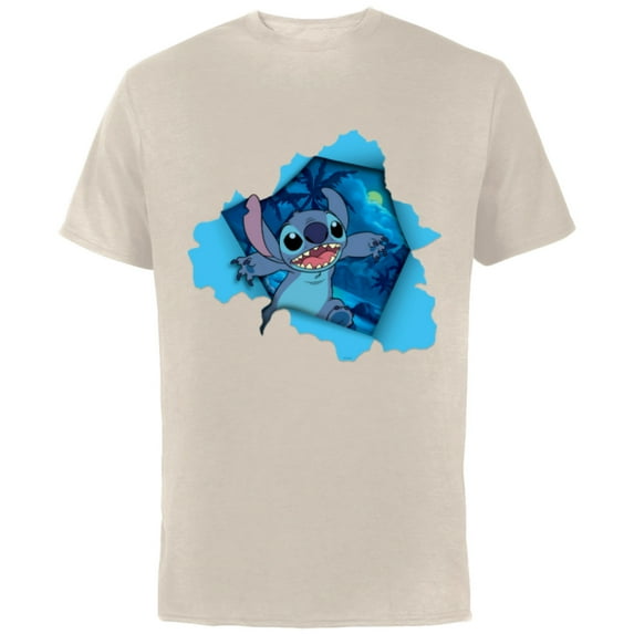 Disney Lilo & Stitch Tropical Breakout - Short Sleeve Cotton T-Shirt for Adults - Customized-Natural