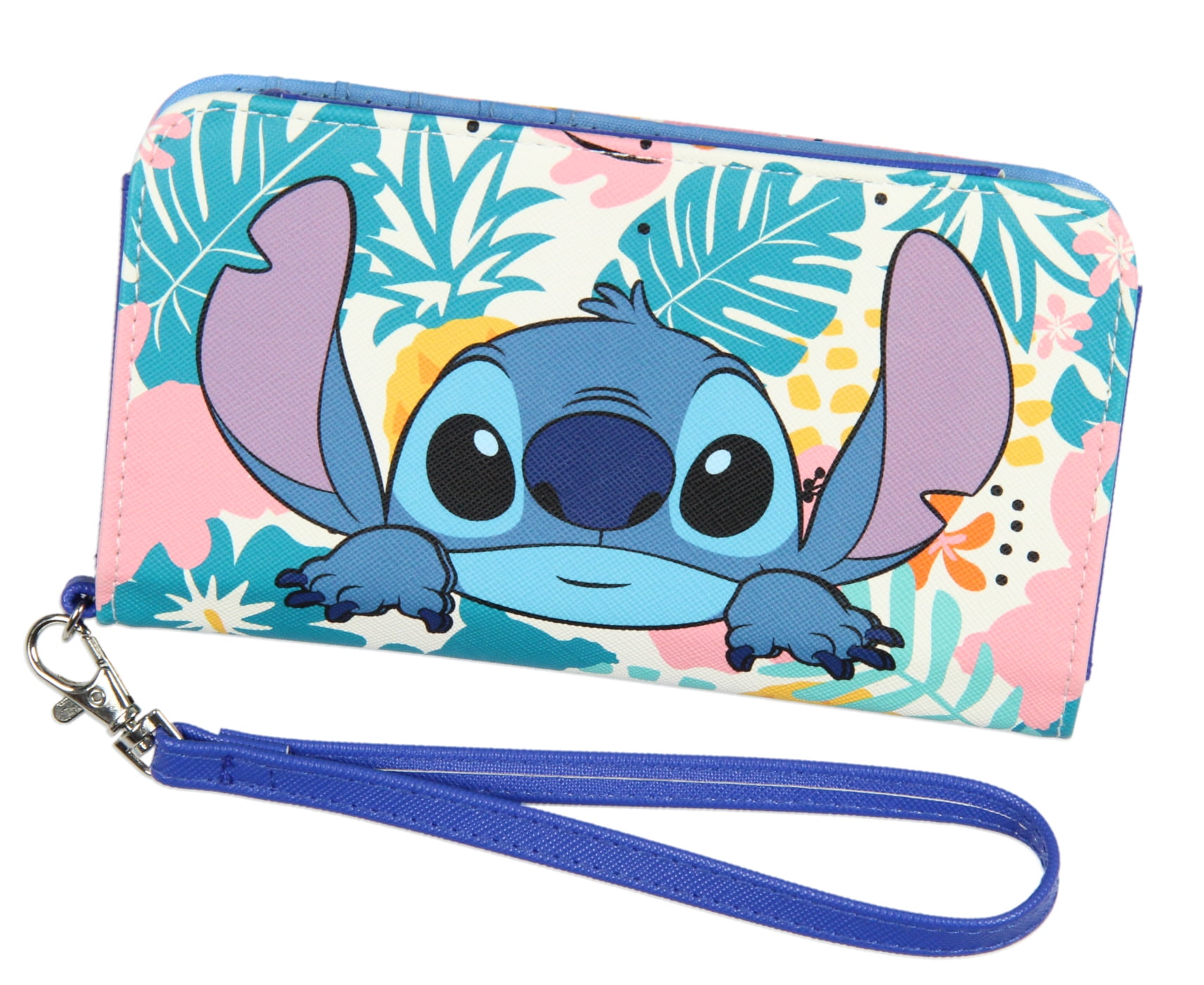 SEVEN TIMES SIX Disney Lilo & Stitch Tropical Design Snap-Closure Wristlet Wallet w/ Tech Pocket and Wrist Strap