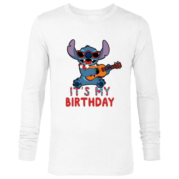 Disney Lilo & Stitch Tropical Party It’s My Birthday - Long Sleeve T-Shirt for Men - Customized-White