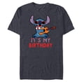 thumbnail image 1 of Disney Lilo & Stitch Tropical Party It’s My Birthday - Short Sleeve Blended T-Shirt for Adults - Customized-Navy Heather, 1 of 5