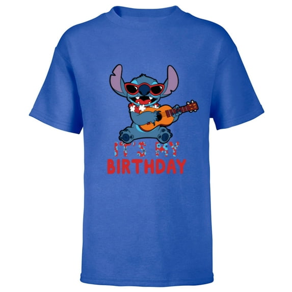 Disney Lilo & Stitch Tropical Party It’s My Birthday - Short Sleeve T-Shirt for Kids - Customized-Royal