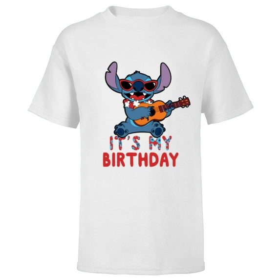 Disney Lilo & Stitch Tropical Party It’s My Birthday - Short Sleeve T-Shirt for Kids - Customized-White