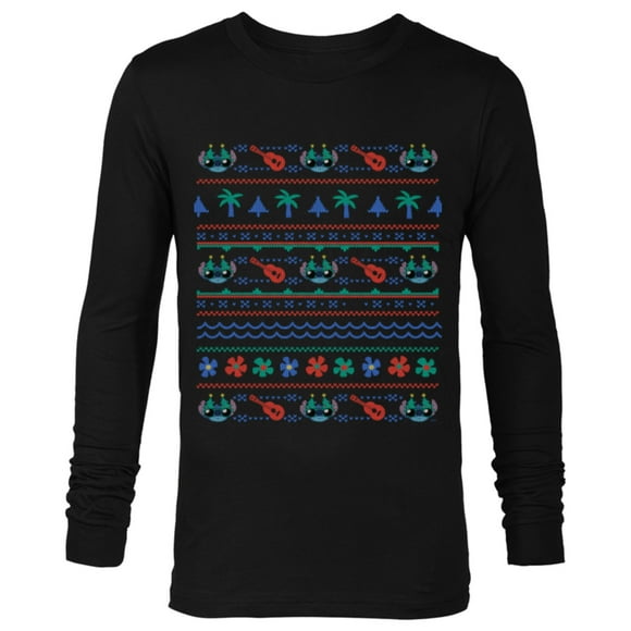 Lilo & Stitch Ugly Christmas Sweater - Long Sleeve T-Shirt for Men - Customized-Black