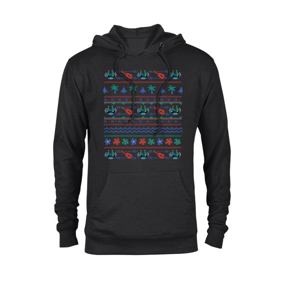 Disney Lilo & Stitch Ugly Christmas Sweater - Pullover Hoodie for Adults - Customized-Black