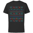 thumbnail image 1 of Disney Lilo & Stitch Ugly Christmas Sweater - Short Sleeve Cotton T-Shirt for Adults - Customized-Black, 1 of 5