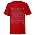 thumbnail image 1 of Disney Lilo & Stitch Ugly Christmas Sweater - Short Sleeve T-Shirt for Kids - Customized-Red, 1 of 5