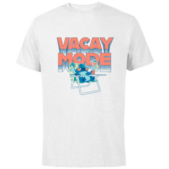 Disney Lilo & Stitch Vacay Mode - Short Sleeve Cotton T-Shirt for Adults - Customized-White
