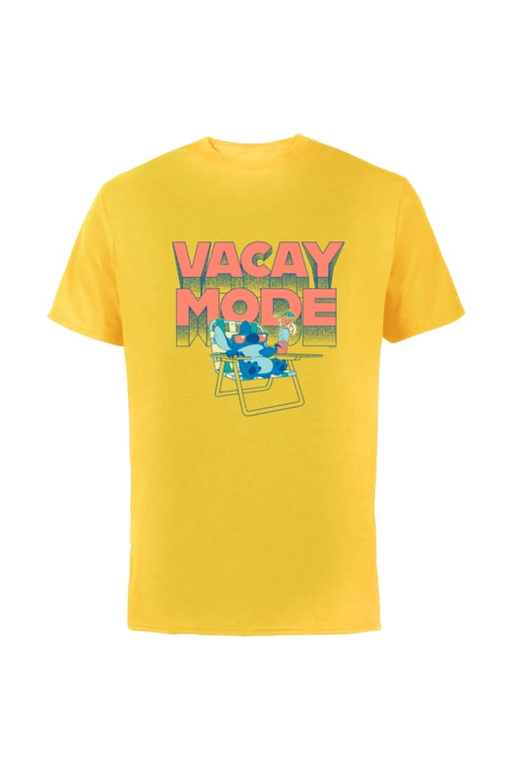 Lilo & Stitch Vacay Mode - Short Sleeve Cotton T-Shirt for Adults - Customized-Yellow